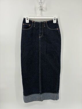 Vintage Manager Dark Blue Pencil Skirt High Back Slit